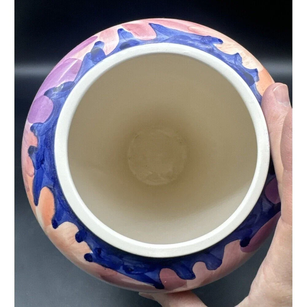 Pier 1 Ceramic FLORAL Vase Made‎ In Portugal White Pink Purple Yellow 11.5”